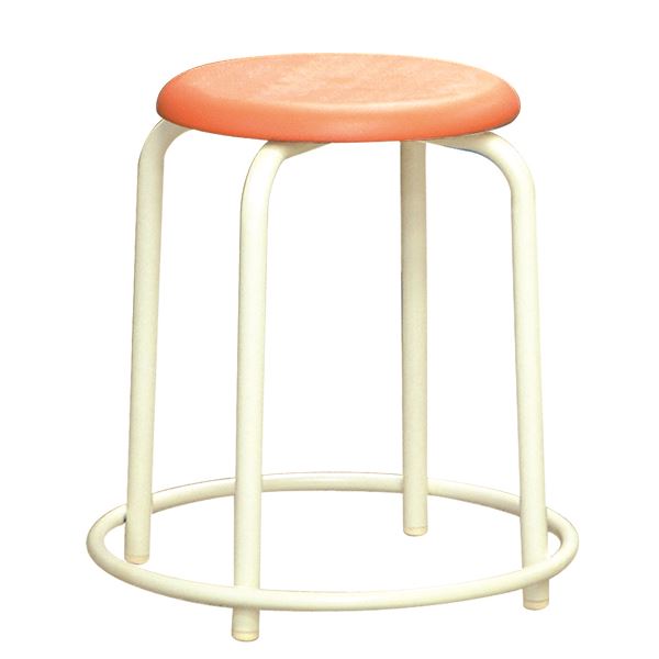 スタッキング スツール 【外リング付き 同色5脚セット オレンジ×ミルキーホワイト】 RP-3W 幅45.8cm 日..