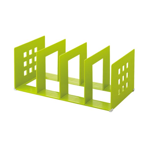 楽天ELMONO（家具 ラグ カーペット）（まとめ） リヒトラブ 仕切りラック 2LW390×D208×H160mm 黄緑 A-7322-6 1個 【×10セット】