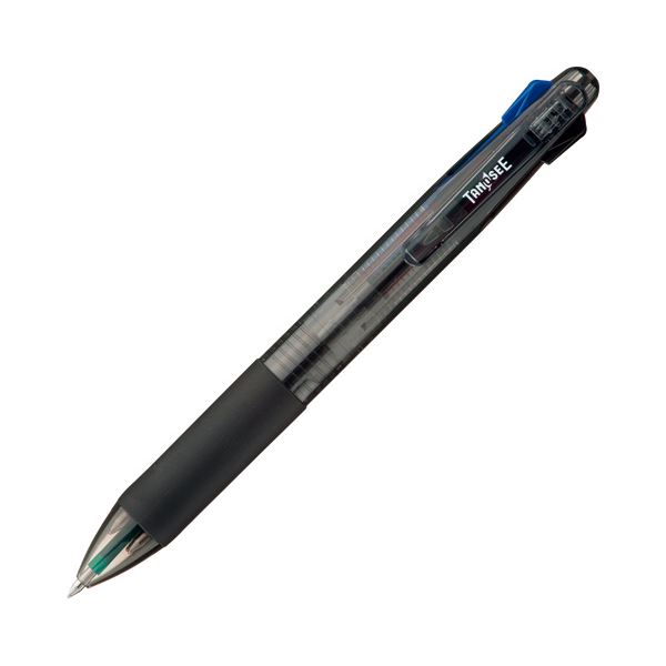 (まとめ) TANOSEE 油性4色ボールペン 0.7mm （軸色 ブラック） バネクリップ仕様 1本 【×30セット】