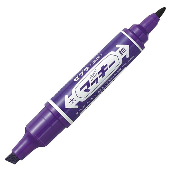 (まとめ) ゼブラ 油性マーカー ハイマッキー角芯太字+丸芯細字 紫 MO-150-MC-PU 1本 【×100セット】