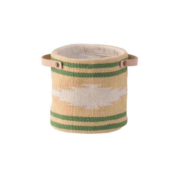 鉢カバー プランターカバー 幅15cm ベージュ ファブリック コットン 本革 インド製 プランター 植木鉢 ..