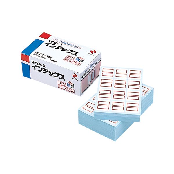 (まとめ) ニチバン マイタック インデックス ブンボックス 中 23×29mm 赤枠 業務用パック MLBB-132R 1パック(2400片：12片×200シート) 【×10セット】