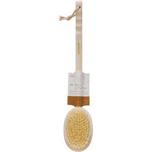 〔50個セット〕 ボディブラシ お風呂グッズ 約全長40cm 曲柄 ソフトタイプ ヒノキ柄 豚毛使用 日本製 バスメイト バスグッズ