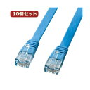 10個セット サンワサプライ UTPエンハンスドカテゴリ5より線フラットケーブル(ライトブルー・1m) LA-FL5-01LBKX10(2)