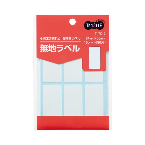 (まとめ) TANOSEE 無地ラベル 24×53mm 1パック（90片：6片×15シート） 【×100セット】