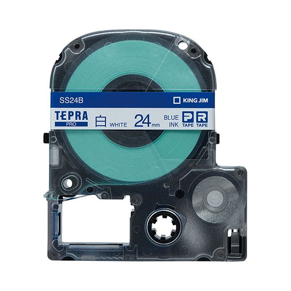 (まとめ) キングジム テプラ PRO テープカートリッジ 24mm 白/青文字 SS24B 1個 【×10セット】