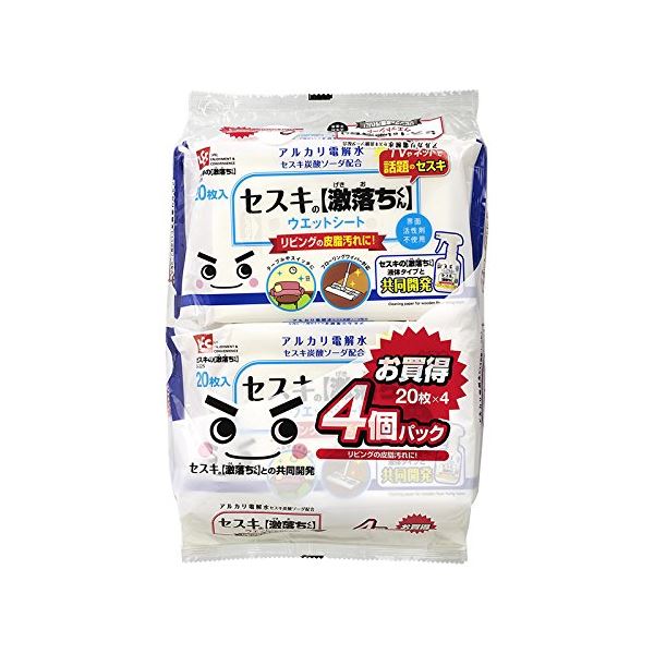 (まとめ) セスキの激落ちくんシート/ウェットシート 【フローリング用】 4パック入り 80枚 掃除用品 【..