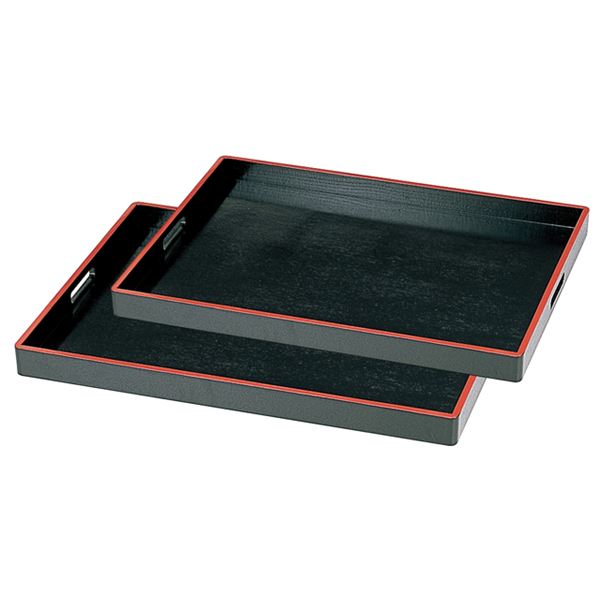 木製脇取盆/トレー 【奥広 黒天朱 2枚セット 木】 575×425×45mm・603×450×45mm 日本製 〔和食 レストラン 居酒屋 店舗〕【代引不可】