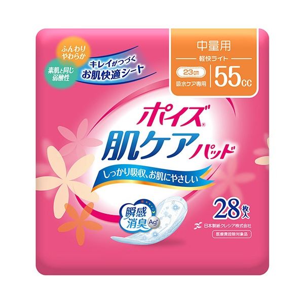 (まとめ) 日本製紙クレシア ポイズ 肌ケアパッド 中量用 1パック(28枚) 【×5セット】