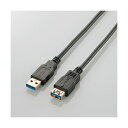 (まとめ)エレコム USB3.0延長ケーブルAオス-Aメス 1.5m ブラック USB3-E15BK 1本【×3セット】(2)