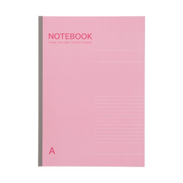 （まとめ）TANOSEE ノートブック A4 A罫7mm ピンク 40枚 1セット（10冊） 【×5セット】
