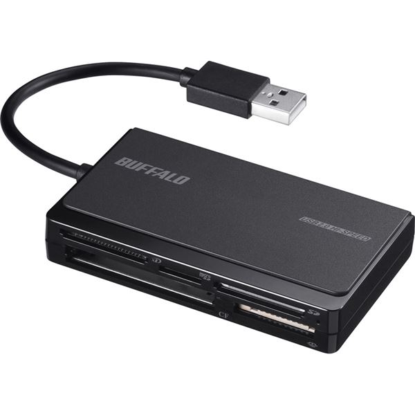 バッファロー USB2.0 マルチカードリーダー UHS-I対応 ケーブル収納モデル ブラック BSCR500U2BK