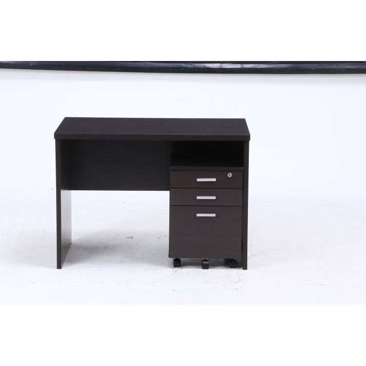 パソコンデスク スリム コンパクト 収納 リビング 北欧 100 デスク 子供 ハイタイプ PCデスク シンプル 机 つくえ 木製 2点セット チェスト [2]