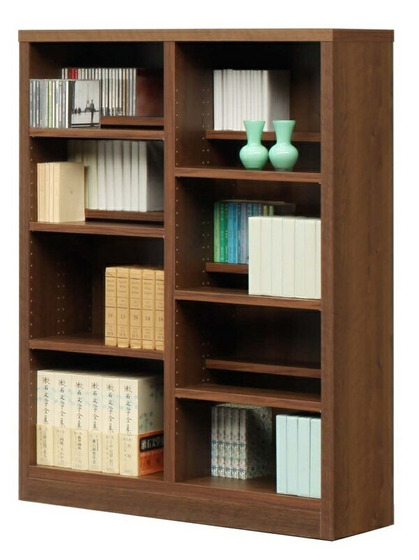 ブックシェルフ 本棚 幅90cm ブラウン 可動棚板12枚付き 雑誌 A4サイズ収納可 木目調 日本製 完成品 リビング 書斎 子供部屋【代引不可】 [2]