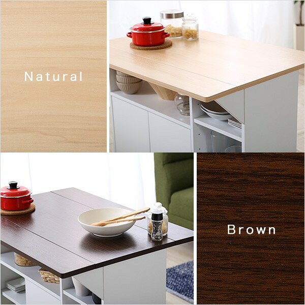 キッチンカウンター ワゴン 天板 幅90 目隠し 収納 テーブル カウンター 間仕切り ダイニングテーブル キャスター 木製 作業台 扉 おしゃれ ロータイプ 食器棚 奥行65 薄型 スリム 棚 キッチン 可動式 一人暮らし 収納棚 机 デスク 小さめ バタフライテーブル [3]