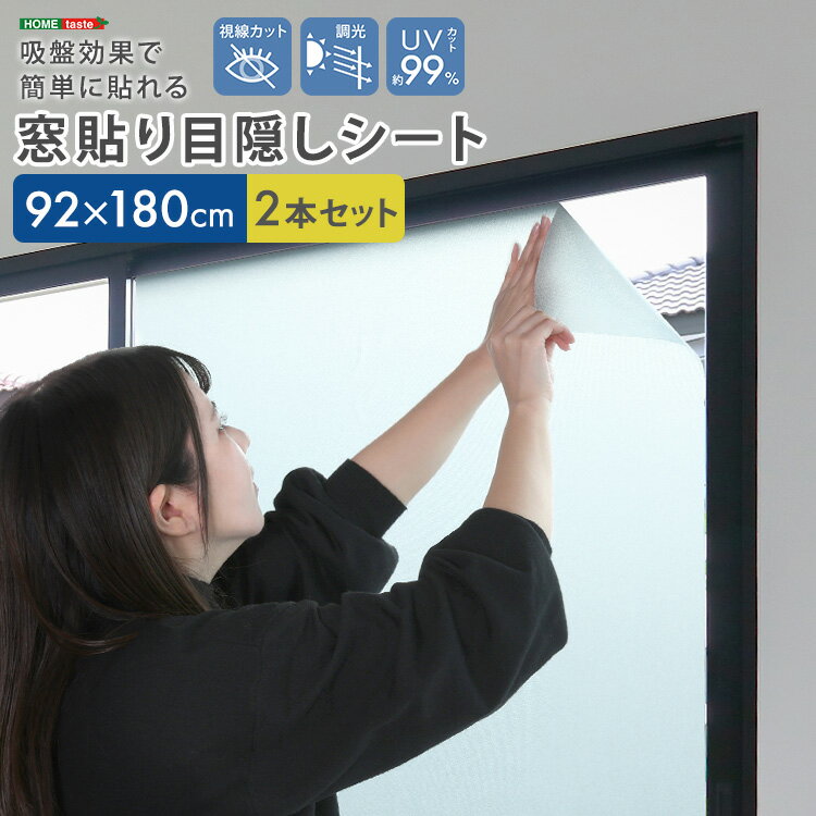 吸盤効果で簡単に貼れる! 窓貼り目隠しシート 92×180cm2本セット ブラックフライデー