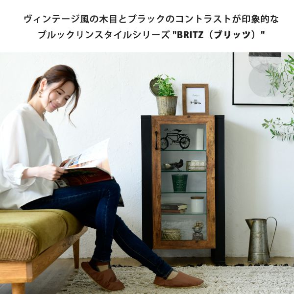 ラック ガラス 薄型 棚 収納 扉 ディスプレイ スリム 奥行30 5段 ロータイプ 木製 ...