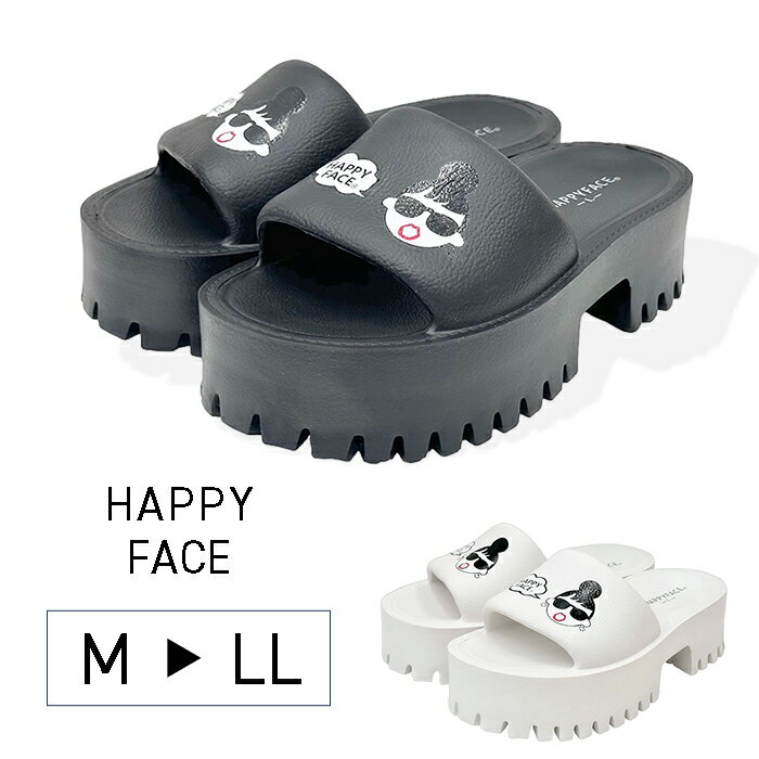 楽天靴エルパスHAPPY FACE ハッピーフェイス 11082 レディース 厚底 サンダル Lady EMMA プラットフォーム スライダー スライドサンダル 大人気 ブランド かわいい おしゃれ インスタ カジュアル 美脚 夏 海 ベランダ履き ブラック ホワイト M L LL