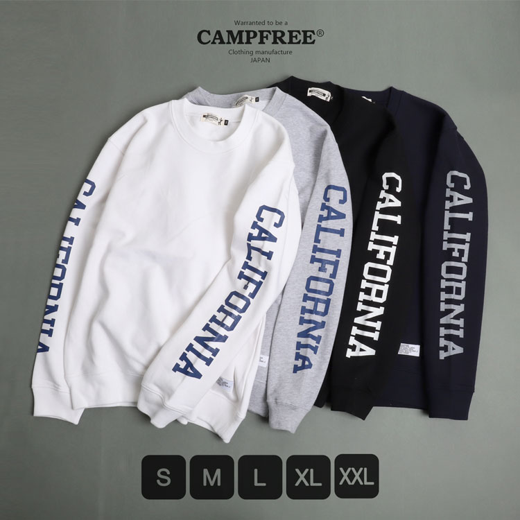 CAMPFREE キャンプフリー スウェット CALIFORNIA プリント トレーナー メンズ 秋 冬 ホワイト グレー ブラック ネイビー S M L XL レディース 秋物 秋服 お揃い 親子 ペアルック ペアコーデ 家族 おそろい スエット リンクコーデ 冬服 冬物 親子リンク 大きいサイズ 送料無料