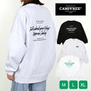 トレーナー レディース ユニセックス 男女兼用 CAMPFREE 10oz スエット スウェット レディス トップス トレーナー 上 レディーストレーナー レディーススエット レディーススウェット ロゴ おしゃれ プリント 春 秋冬 秋 冬 綿100% ブランド 大きいサイズ 裏毛 長袖 黒