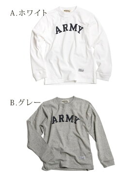 【メール便 送料無料】 CAMPFREE キャンプフリー ジュニア キッズ ARMY プリント ロングスリーブ Tシャツ 兄弟 お揃い ティーシャツ ティシャツ 綿100% 子供服 小学生 ベビー夏 長そで カットソー 姉妹 おそろい バックプリントtシャツ ホワイト コットンtシャツ ロゴTシャツ