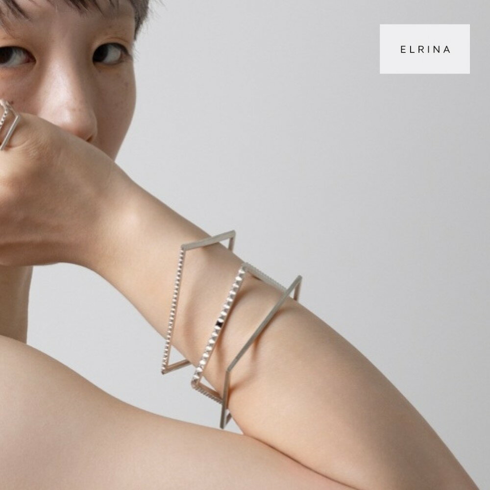 Rakuten - 【ELRINA SQUARE STUDS SPINEL BANGLE】バングル シルバー ゴールド スクエア スタッズ スピネル レディース メンズ ユニセックス