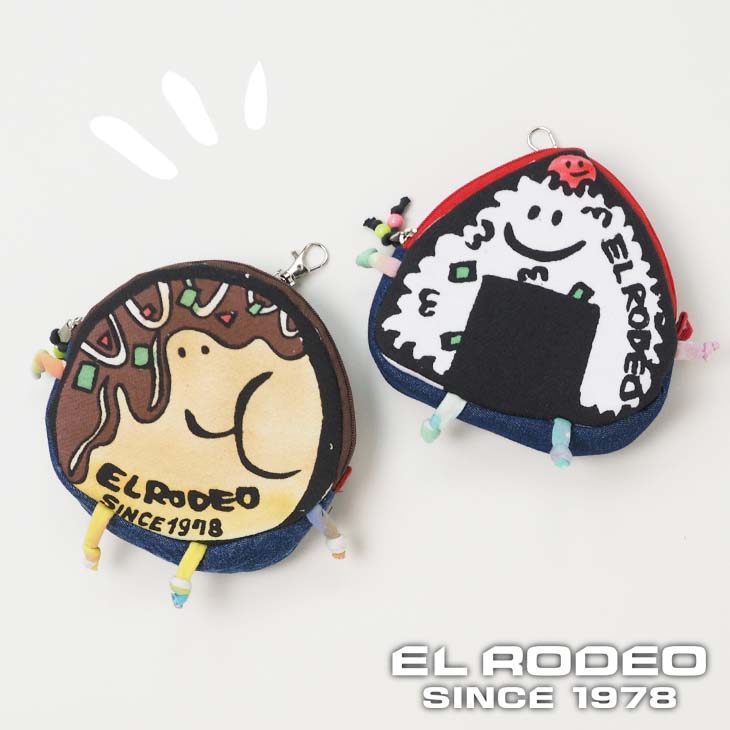 樂天商城 - 送料無料 キャラクターポーチ(おにぎり/たこ焼き) 雑貨 ミニポーチ 小物入れ ファスナー付き ジップ 可愛い ユニーク デニム 三角 丸 サークル イラスト