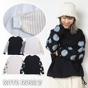 送料無料 ROTE ROSA(ローテローザ)袖プリント 長袖Tシャツ エルロデオ EL RODEO ゆったり エスニック 古着系 アジアン ナチュラル スポーティー 長袖 綿 コットン レディース メンズ ユニセックス ユニーク ロンT ドット ストライプ