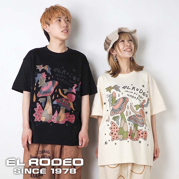 Rakuten - 送料無料 INGRID コラボ きのこ Tシャツ（カラフルプリント）レディース メンズ ユニセックス 男女兼用 トップス 半袖 XL ゆったり 大きめ 大きい ゆるダボ アート カラフル エスニック ヒッピー カジュアル 個性的 オリジナル