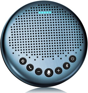 スピーカーフォン eMeet Luna Lite 在宅勤務 テレワーク 連結機能 VoiceIAモード エコー・ノイズのキャンセリング 会議用マイクスピーカー ワイヤレススピーカーフォン 5-8名対応 360度 全方向集音 USB/Bluetooth/AUX対応 リモートワーク・オンライン会議 ブルー