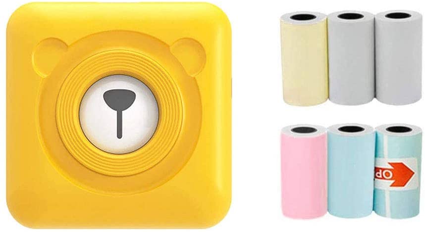 Vanow サーマルプリンター 57mm フォトプリンター USB接続 Bluetooth 超小型 軽量 便携式 iOS Android Windowsシステム対応 ミニポケット レシートプリンター 学生 友たち 家族 ギフト スマホ対応 印刷用感熱紙付き 【多国言語対応専用APP 日本語取扱説明書】(イエロー)