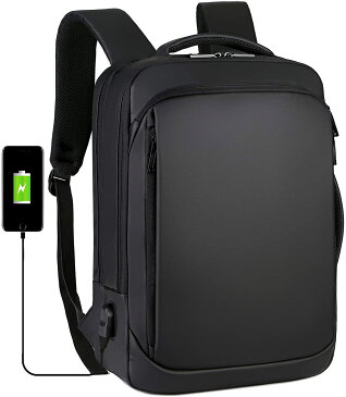 AiLoKoSo リュック ビジネスリュック メンズ リュックサック 軽量 薄型 35L 大容量 バックパック 3WAY 防水 通勤 通学 出張 旅行 アウトドア 多機能 USBポート付き 15.6インチ PC対応 人気 バック（ブラック）