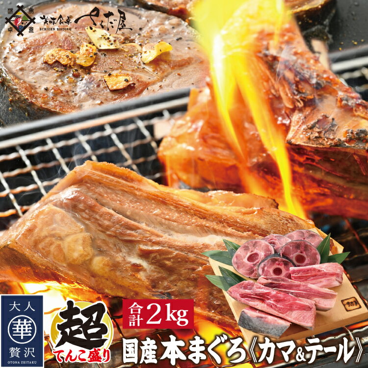 【お徳用】国産 本まぐろ カマ＆テール合計2kg食べ比べセットふっくらジューシーで抜群の脂乗り＆コラーゲンたっぷりの引き締まったマグロの身に旨味が凝縮！塩焼き ステーキ 煮付けにも♪のサムネイル