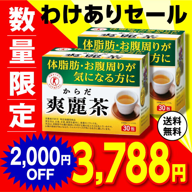 【もったいないセール】 【送料無料/2箱セット】　【特定保健用食品】 からだ爽麗茶 2.5g×30包【日本製】 葛の花 葛花 茶 お茶 ほうじ茶 体脂肪 肥満 BMI ウエスト おなか お腹まわり 気になる ダイエット サポート 健康食品 特定保健用食品 特保 トクホ 敬老の日のサムネイル