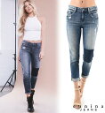 MIA MID RISE RELAXED SKINNY CROP PACHDYE/ ローライズ スキニー デニム クロップド クラッシュ ダメージ