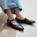【即納】Asymmetry hook belt フラットパンプス