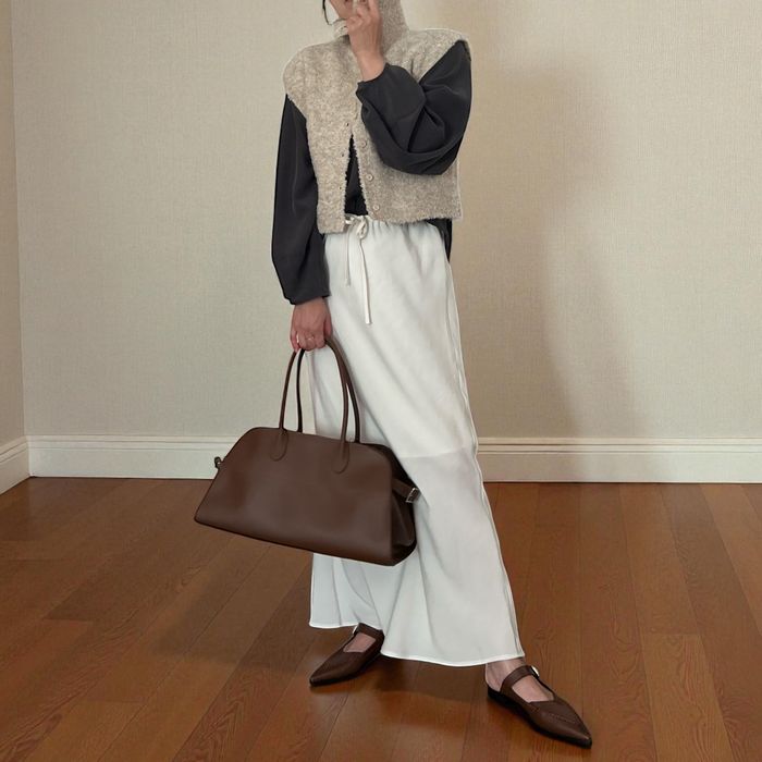 Rakuten - Suede like maxi フレアスカート