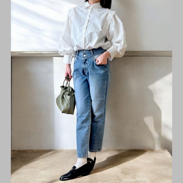 Rakuten - 【SALE】W button ハイウエストデニム