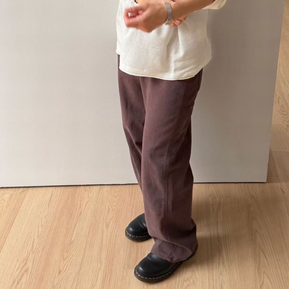 Rakuten - ワイドストレート Carpenter cotton pants / ブラック ブラウン