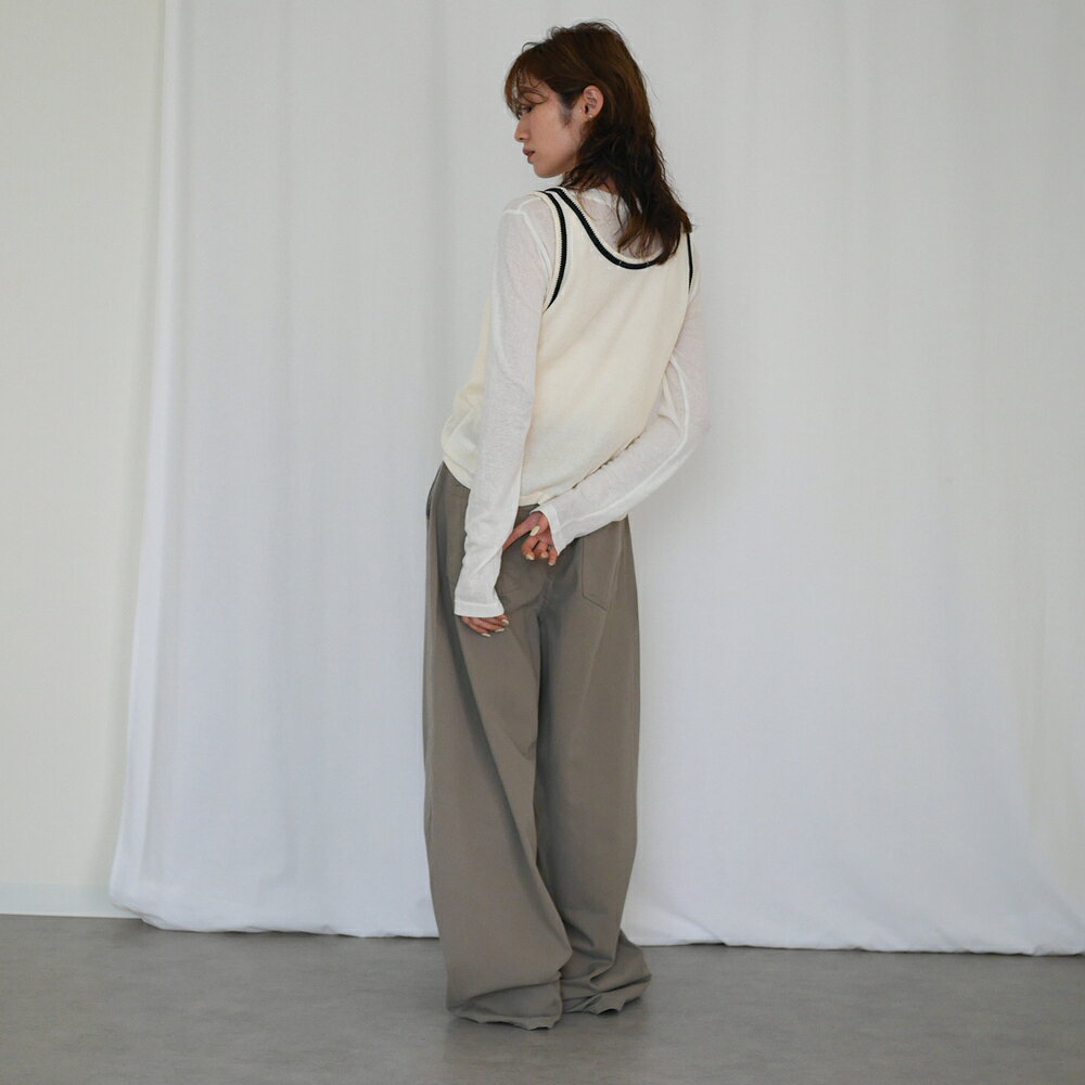 【SALE】Natural curve barrel leg パンツ / カーキ ホワイト ネイビー em-connection-10001402 e-m connection サンプル画像2