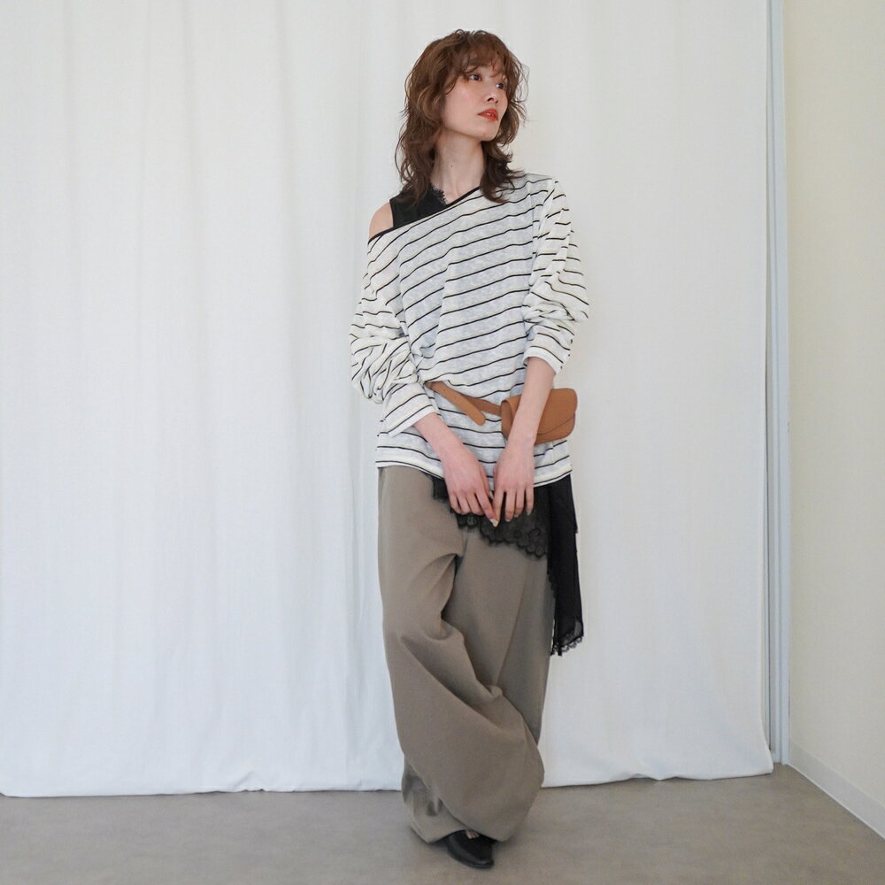 【SALE】Natural curve barrel leg パンツ / カーキ ホワイト ネイビー em-connection-10001402 e-m connection サンプル画像3