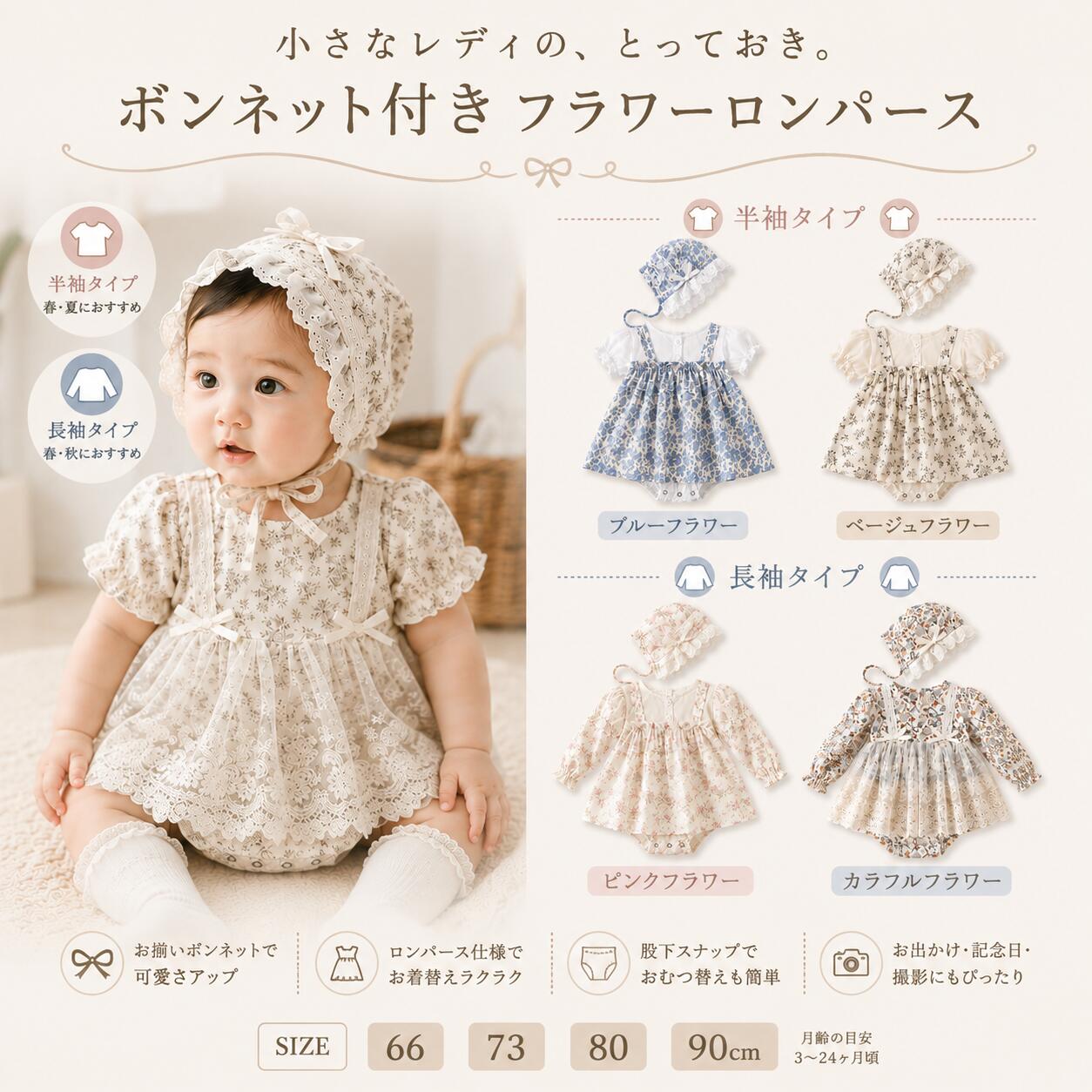 楽天市場】小花柄 ロンパースの通販