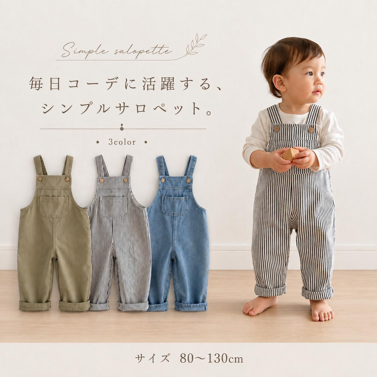 楽天市場】ストライプ サロペット キッズの通販