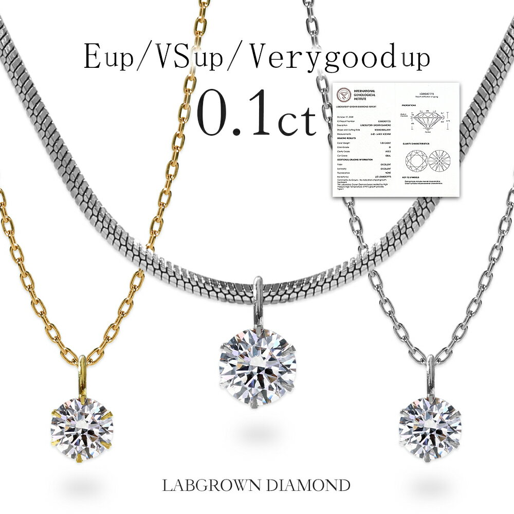 【クーポン利用で半額】 ダイヤモンド ネックレス 0.1カラット 鑑定書付 ラボグロウン ダイヤモンド ダイヤネックレス 6本爪 一粒ダイヤ 0.1ct ステンレス316L ラボグロウンダイヤモンド 誕生日 クリスマス プレゼント 女性 ギフト 4月 誕生石 記念日 妻【選べるチェーン】