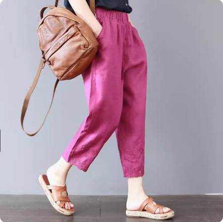 Nylon, Rayon, Polyester - ボトムス パンツ ジョガーパンツ クロップドパンツ カラーパンツ 9分丈 ミディアム丈 セミフレア ワイド ウエストゴム 伸縮性 かわいい 大人可愛い きれいめ シンプル カジュアル 上品 おしゃれ お洒落 レトロ 大人女子 こなれ感 ラフ 主役級 存在感 抜け感 無地 お出かけ
