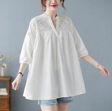 トップス シャツ ブラウス 袖あり 半袖 Vネック かわいい 大人可愛い きれいめ シンプル カジュアル 大人 上品 おしゃれ お洒落 かっこいい こなれ感 スポーティー ガーリー ルーズ クール 主役級 存在感 無地 夏 美容師 アパレルスタッフ フリーランス 着回し 普段使いのサムネイル