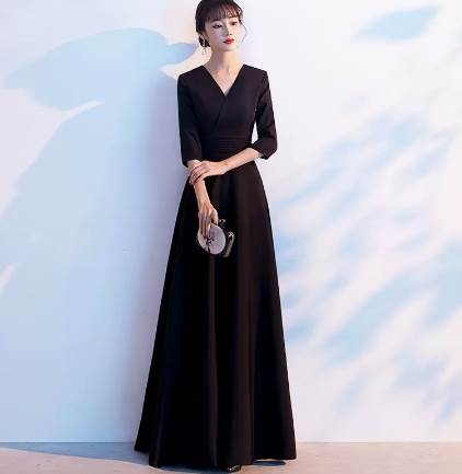 樂天商城 - Vネックロングワンピースドレス ワンピ素 ロング丈 袖あり パーティー フォーマル イベント Vネック タイト 大人可愛い きれいめ シンプル カジュアル 大人 上品 おしゃれ かっこいい レトロ アジアン 大人可愛い 大人女子 こなれ感 ラブリー キュート 個性的 存在感 無地 春