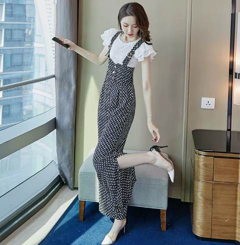 Rakuten - オールインワン サロペット ワイドパンツ アンクル丈 大人可愛い きれいめ シンプル カジュアル 大人女子 こなれ感 ガーリー 個性的 存在感 春 夏 10代 20代 30代 40代 レディース ママ 学生 デート 公園 リゾート 重ね着 モテ インスタ映え 脚長 美容師