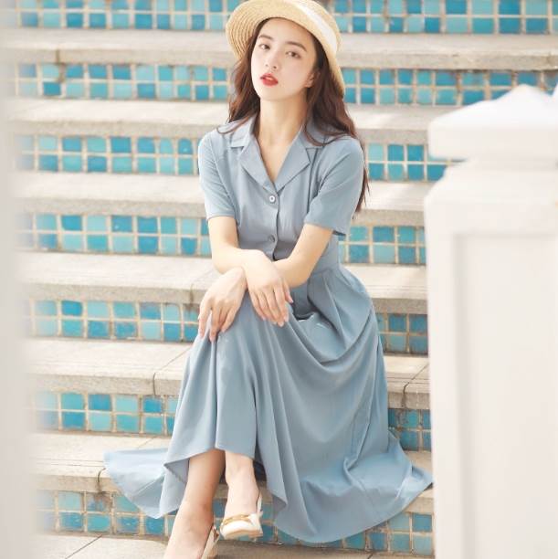Rakuten - ワンピース ミモレ丈スカート シャツワンピース ミモレ ミモレ丈 袖あり 長袖 ハイウエスト ボタン かわいい 大人可愛い きれいめ シンプル カジュアル 大人 上品 おしゃれ お洒落 かっこいい ガーリー 20代 30代 40代 美容師 アパレルスタッフ フリーランス 韓国系 コーデ