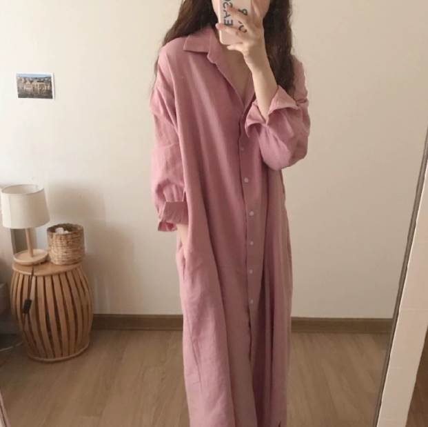 Rakuten - ワンピース ロング丈 袖あり 長袖 襟あり ストレート Iライン 前開き かわいい 大人可愛い 上品 おしゃれ ラブリー キュート ガーリー 主役級 存在感 10代 20代 30代 レディース 女性用 ママ 女の子 通勤 デート お出かけ 公園デビュー 女子会 お泊まり 休日 普段使い